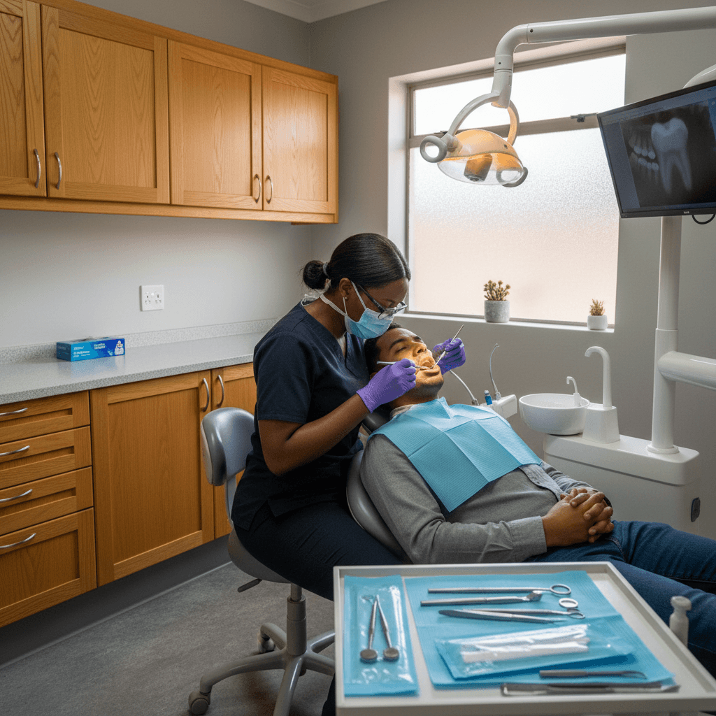 Modern African healthcare clinic